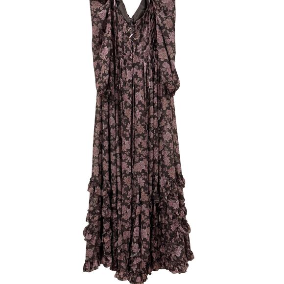 Anthropologie X V. Chapman Carmella Corset Side-Slit Chiffon Maxi Dress Size 12 - Picture 6 of 11